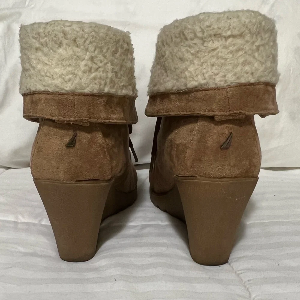 Nautica Suede Lace-up Wedge Boots - Picture 5 of 10